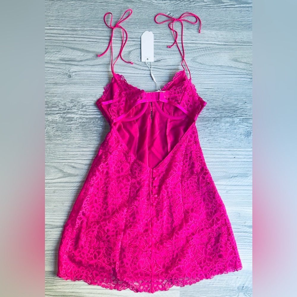 💕🍋For Love & Lemons Fuchsia Lace Mini Dress Victoria Secret Small NWT🎀 - Picture 6 of 14